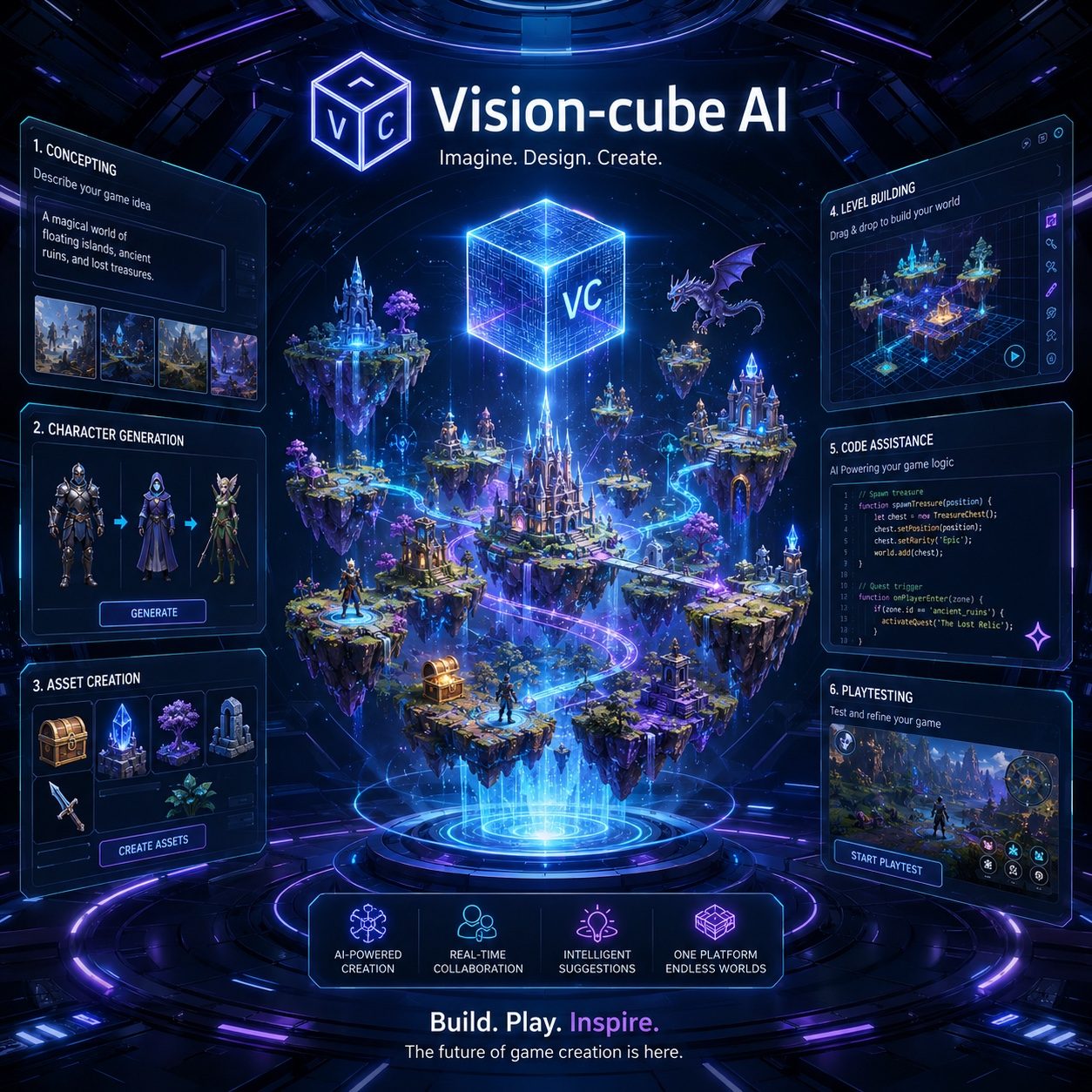 VisionCube AI game creation concept imagery